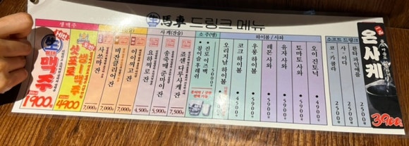 Menu de Saengmacha