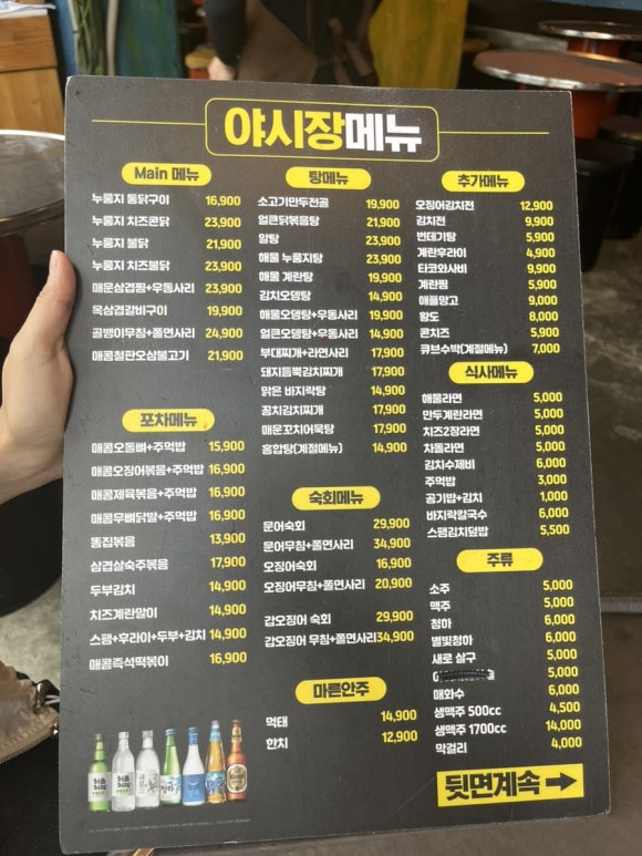 Menu of the night market